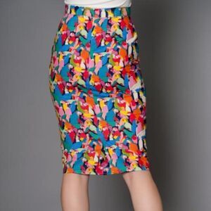 Victory Parade Made By Limb Multi Colored Birds Motifs Pencil Skirt UK‎ 10/S US